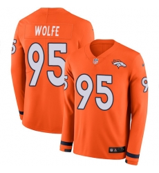 Nike Broncos #95 Derek Wolfe Orange Team Color Men Stitched NFL Limited Therma Long Sleeve Jersey Nike Broncos #95 Derek Wolfe Orange Team Color Men Stitched NFL Limited Therma Long Sleeve Jersey