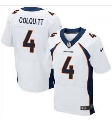 Nike Denver Broncos #4 Britton Colquitt White Mens Stitched NFL New Elite Jersey Nike Denver Broncos #4 Britton Colquitt White Mens Stitched NFL New Elite Jersey