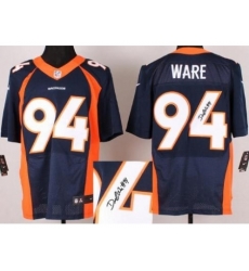 Nike Denver Broncos 94 DeMarcus Ware Blue Elite Signed NFL Jersey Nike Denver Broncos 94 DeMarcus Ware Blue Elite Signed NFL Jersey