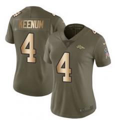 Nike Broncos #4 Case Keenum Olive Gold Womens Stitched NFL Limited 2017 Salute to Service Jersey Nike Broncos #4 Case Keenum Olive Gold Womens Stitched NFL Limited 2017 Salute to Service Jersey