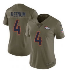 Nike Broncos #4 Case Keenum Olive Womens Stitched NFL Limited 2017 Salute to Service Jersey Nike Broncos #4 Case Keenum Olive Womens Stitched NFL Limited 2017 Salute to Service Jersey