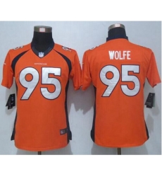 Nike Broncos #95 Derek Wolfe Orange Team Color Womens Stitched NFL New Limited Jersey