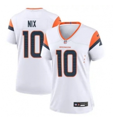 Women Denver Broncos 10 Bo Nix White F U S E Vapor Limited Stitched Football Jersey Women Denver Broncos 10 Bo Nix White F U S E Vapor Limited Stitched Football Jersey