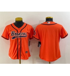 Women Denver Broncos Blank Orange With Patch Cool Base Stitched Baseball Jersey Women Denver Broncos Blank Orange With Patch Cool Base Stitched Baseball Jersey