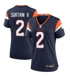Women Nike Denver Broncos 2 Patrick Surtain II Navy Blue Vapor Limited Jersey Women Nike Denver Broncos 2 Patrick Surtain II Navy Blue Vapor Limited Jersey