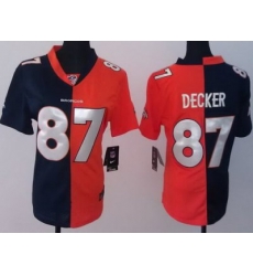 Women Nike Denver Broncos 87# Eric Decker Orange Blue Split NFL Jerseys Women Nike Denver Broncos 87# Eric Decker Orange Blue Split NFL Jerseys