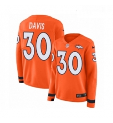 Womens Nike Denver Broncos 30 Terrell Davis Limited Orange Therma Long Sleeve NFL Jersey Womens Nike Denver Broncos 30 Terrell Davis Limited Orange Therma Long Sleeve NFL Jersey