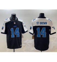 Men Detroit Lions 14 Amon Ra St  Brown Black Alternate F U S E  2024 Michigan Patch Vapor Limited Stitched Jersey
