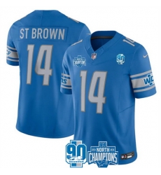 Men Detroit Lions 14 Amon Ra St Brown Blue 2023 F U S E NFC North Division Champions Vapor Untouchable Limited Stitched Jersey Men Detroit Lions 14 Amon Ra St Brown Blue 2023 F U S E NFC North Division Champions Vapor Untouchable Limited Stitched Jersey