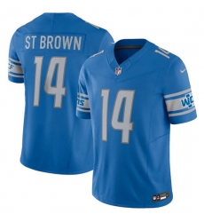Men Detroit Lions 14 Amon Ra St Brown Blue 2023 F U S E Vapor Untouchable Limited Stitched Jersey Men Detroit Lions 14 Amon Ra St Brown Blue 2023 F U S E Vapor Untouchable Limited Stitched Jersey