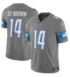 Men Detroit Lions 14 Amon Ra St Brown Grey 2023 F U S E Vapor Untouchable Limited Stitched Jersey Men Detroit Lions 14 Amon Ra St Brown Grey 2023 F U S E Vapor Untouchable Limited Stitched Jersey