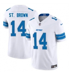 Men Detroit Lions 14 Amon Ra St Brown White 2024 F U S E Vapor Limited Stitched Jersey II Men Detroit Lions 14 Amon Ra St Brown White 2024 F U S E Vapor Limited Stitched Jersey II