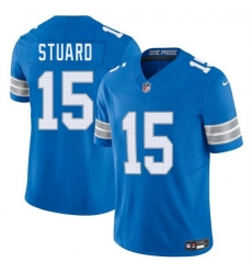 Men Detroit Lions 15 Grant Stuard Blue 2025 F U S E  Vapor Limited Stitched Jersey