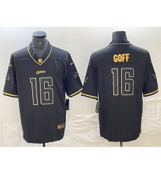 Men Detroit Lions 16 Jared Goff Black Gold Edition Stitched Jersey Men Detroit Lions 16 Jared Goff Black Gold Edition Stitched Jersey