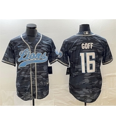Men Detroit Lions 16 Jared Goff Grey Camo Cool Base Stitched Baseball Jersey Men Detroit Lions 16 Jared Goff Grey Camo Cool Base Stitched Baseball Jersey