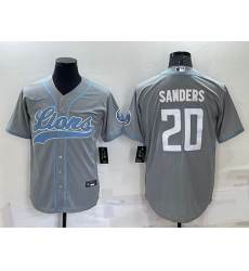 Men Detroit Lions 20 Barry Sanders Gray Cool Base Stitched Baseball Jersey Men Detroit Lions 20 Barry Sanders Gray Cool Base Stitched Baseball Jersey