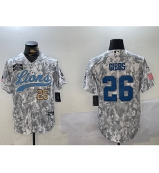 Men Detroit Lions 26 Jahmyr Gibbs 2024 Arctic Camo Salute To Service Stitched Baseball Jersey 2 Men Detroit Lions 26 Jahmyr Gibbs 2024 Arctic Camo Salute To Service Stitched Baseball Jersey 2