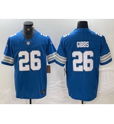 Men Detroit Lions 26 Jahmyr Gibbs Blue 2024 F U S E Vapor Limited Stitched Jersey Men Detroit Lions 26 Jahmyr Gibbs Blue 2024 F U S E Vapor Limited Stitched Jersey