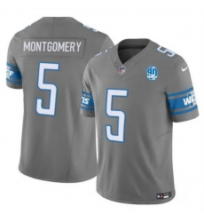 Men Detroit Lions 5 David Montgomery Grey 2023 F U S E 90th Anniversary Vapor Untouchable Limited Stitched Jersey Men Detroit Lions 5 David Montgomery Grey 2023 F U S E 90th Anniversary Vapor Untouchable Limited Stitched Jersey