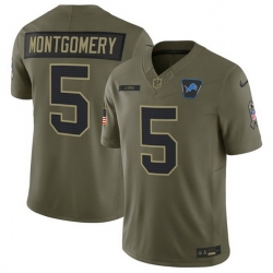 Men Detroit Lions 5 David Montgomery Olive 2025 F U S E  Salute to Service Limited Stitched Football Jersey
