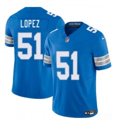 Men Detroit Lions 51 Roy Lopez Blue 2025 F U S E  Vapor Limited Stitched Jersey