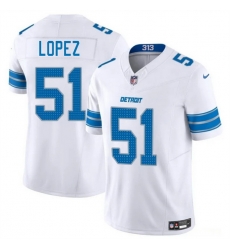 Men Detroit Lions 51 Roy Lopez White 2025 F U S E  Vapor Limited Stitched Jersey