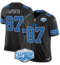 Men Detroit Lions 87 Sam LaPorta Black 2024 NFC North Champions F U S E Vapor Limited Stitched Jersey Men Detroit Lions 87 Sam LaPorta Black 2024 NFC North Champions F U S E Vapor Limited Stitched Jersey
