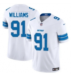 Men Detroit Lions 91 Tyleik Williams White 2025 F U S E  Vapor Limited Stitched Jersey