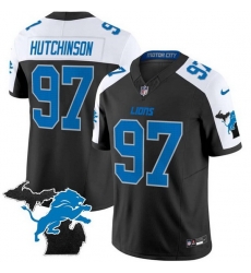 Men Detroit Lions 97 Aidan Hutchinson Black White F U S E 2024 Michigan Patch Vapor Limited Stitched Jersey Men Detroit Lions 97 Aidan Hutchinson Black White F U S E 2024 Michigan Patch Vapor Limited Stitched Jersey