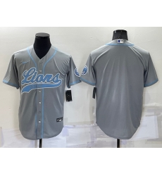 Men Detroit Lions Blank Gray Cool Base Stitched Baseball Jersey Men Detroit Lions Blank Gray Cool Base Stitched Baseball Jersey