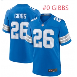 Men Nike ahmyr Gibbs #0 Blue Detroit Lions Team F U S E Stitched Jersey