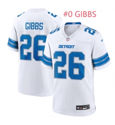 Men Nike ahmyr Gibbs #0 White Detroit Lions Team F U S E Stitched Jersey