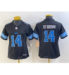 Women Detroit Lions 14 Amon Ra St  Brown Black 2024 F U S E  2nd Alternate Vapor Limited Stitched Jersey