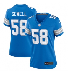 Women Detroit Lions 58 Penei Sewell Blue Stitched Jersey Women Detroit Lions 58 Penei Sewell Blue Stitched Jersey