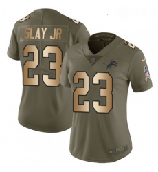 Womens Nike Detroit Lions 23 Darius Slay Jr Limited Olive Gold Salute to Service NFL Jersey Womens Nike Detroit Lions 23 Darius Slay Jr Limited Olive Gold Salute to Service NFL Jersey