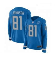 Womens Nike Detroit Lions 81 Calvin Johnson Limited Blue Therma Long Sleeve NFL Jersey Womens Nike Detroit Lions 81 Calvin Johnson Limited Blue Therma Long Sleeve NFL Jersey