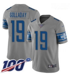 Lions #19 Kenny Golladay Gray Youth Stitched Football Limited Inverted Legend 100th Season Jersey Lions #19 Kenny Golladay Gray Youth Stitched Football Limited Inverted Legend 100th Season Jersey