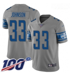 Lions #33 Kerryon Johnson Gray Youth Stitched Football Limited Inverted Legend 100th Season Jersey Lions #33 Kerryon Johnson Gray Youth Stitched Football Limited Inverted Legend 100th Season Jersey