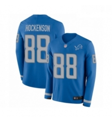 Youth Detroit Lions 88 TJ Hockenson Limited Blue Therma Long Sleeve Football Jersey Youth Detroit Lions 88 TJ Hockenson Limited Blue Therma Long Sleeve Football Jersey