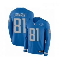 Youth Nike Detroit Lions 81 Calvin Johnson Limited Blue Therma Long Sleeve NFL Jersey Youth Nike Detroit Lions 81 Calvin Johnson Limited Blue Therma Long Sleeve NFL Jersey