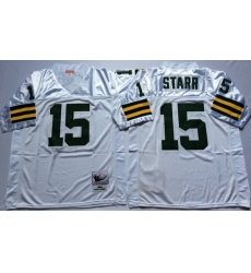 Men Green Bay Green Bay Packers 15 Bart Starr White M&N Throwback Jersey Men Green Bay Green Bay Packers 15 Bart Starr White M&N Throwback Jersey