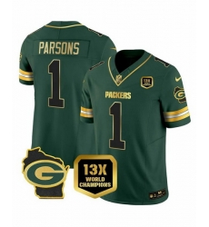 Men Green Bay Packers 1 Micah Parsons Green 2025 F U S E Champions Patch and G Patch Vapor Untouchable Limited Stitched Football Jersey Men Green Bay Packers 1 Micah Parsons Green 2025 F U S E Champions Patch and G Patch Vapor Untouchable Limited Stitched Football Jersey