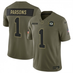 Men Green Bay Packers 1 Micah Parsons Olive 2025 F U S E  Salute to Service Limited Stitched Football Jersey
