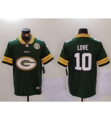 Men Green Bay Packers 10 Jordan Love Green Big Logo With Patch Vapor Limited Stitched Football Jersey Men Green Bay Packers 10 Jordan Love Green Big Logo With Patch Vapor Limited Stitched Football Jersey
