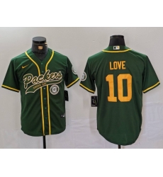 Men Green Bay Packers 10 Jordan Love Green Cool Base Stitched Baseball Jersey 1 Men Green Bay Packers 10 Jordan Love Green Cool Base Stitched Baseball Jersey 1
