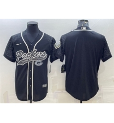 Men Green Bay Packers Blank Black Reflective With Patch Cool Base Stitched Baseball Jersey Men Green Bay Packers Blank Black Reflective With Patch Cool Base Stitched Baseball Jersey