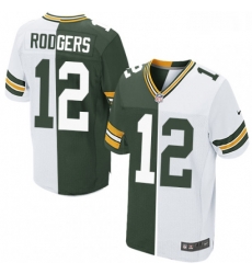 Men Nike Green Bay Packers 12 Aaron Rodgers Elite GreenWhite Split Fashion NFL Jersey Men Nike Green Bay Packers 12 Aaron Rodgers Elite GreenWhite Split Fashion NFL Jersey