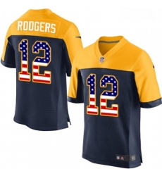 Men Nike Green Bay Packers 12 Aaron Rodgers Elite Navy Blue Alternate USA Flag Fashion NFL Jersey Men Nike Green Bay Packers 12 Aaron Rodgers Elite Navy Blue Alternate USA Flag Fashion NFL Jersey