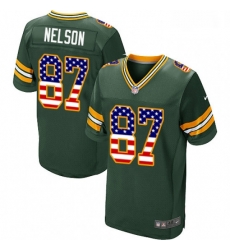 Men Nike Green Bay Packers 87 Jordy Nelson Elite Green Home USA Flag Fashion NFL Jersey Men Nike Green Bay Packers 87 Jordy Nelson Elite Green Home USA Flag Fashion NFL Jersey
