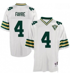 Mitchell and Ness Green Bay Packers 4 Brett Favre Authentic White With 75th Patch Throwback NFL Jersey Mitchell and Ness Green Bay Packers 4 Brett Favre Authentic White With 75th Patch Throwback NFL Jersey